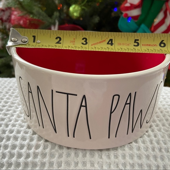 RAE DUNN ‘SANTA PAWS’ Pet Bowl. NWOT. 
Cream with Black LL, Red inside. - Picture 7 of 8